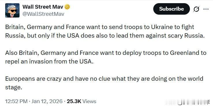 英国、德国和法国想把部队派去乌克兰跟俄罗斯打仗，但前提是必须由美国带头，他们才敢