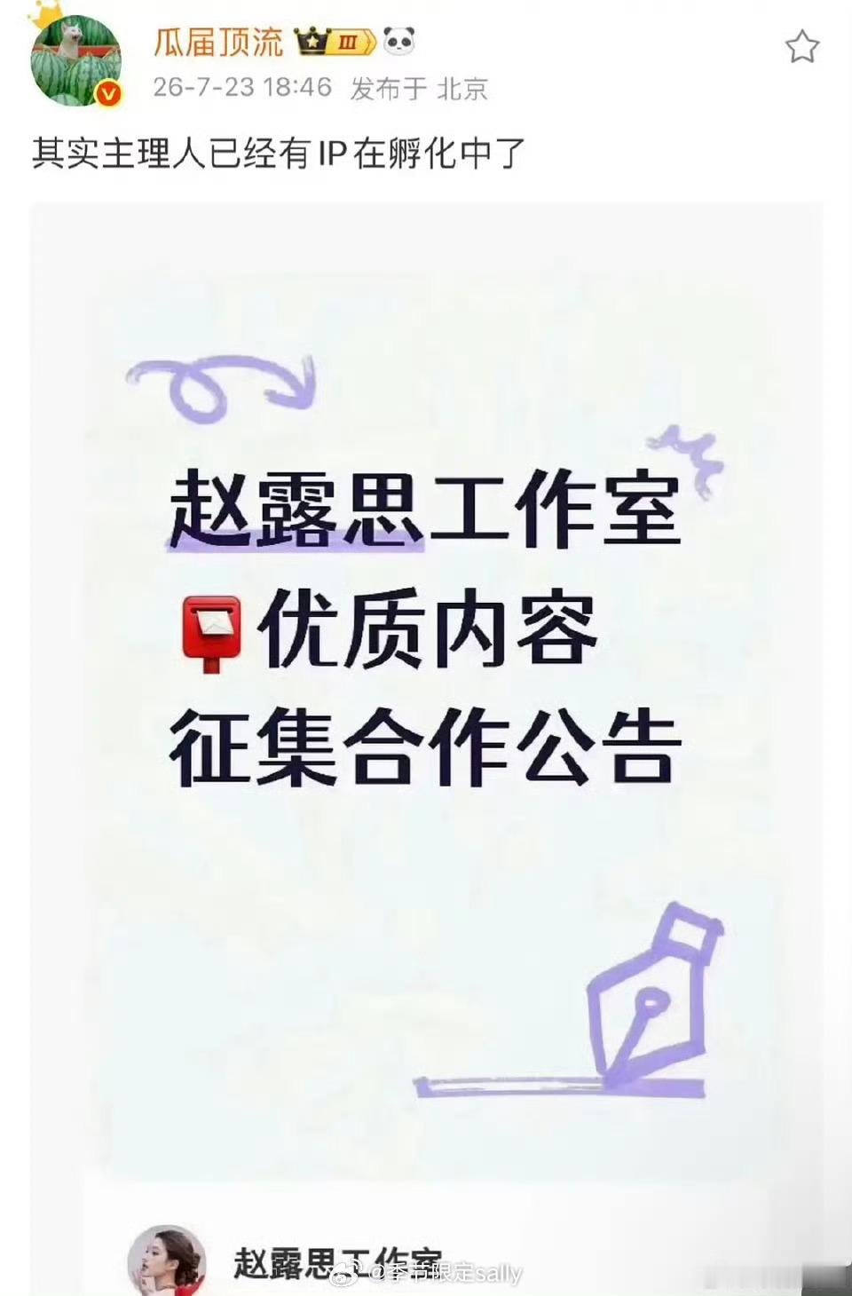 说赵露思工作室已经在孵化ip 