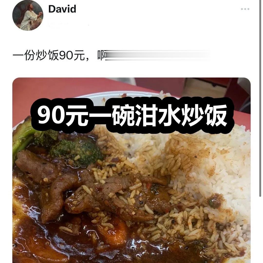 笑喷！媚外男对话儿子称美国是天堂，绝不回国。却抱怨一盘泔水炒饭卖90元是犯罪！
