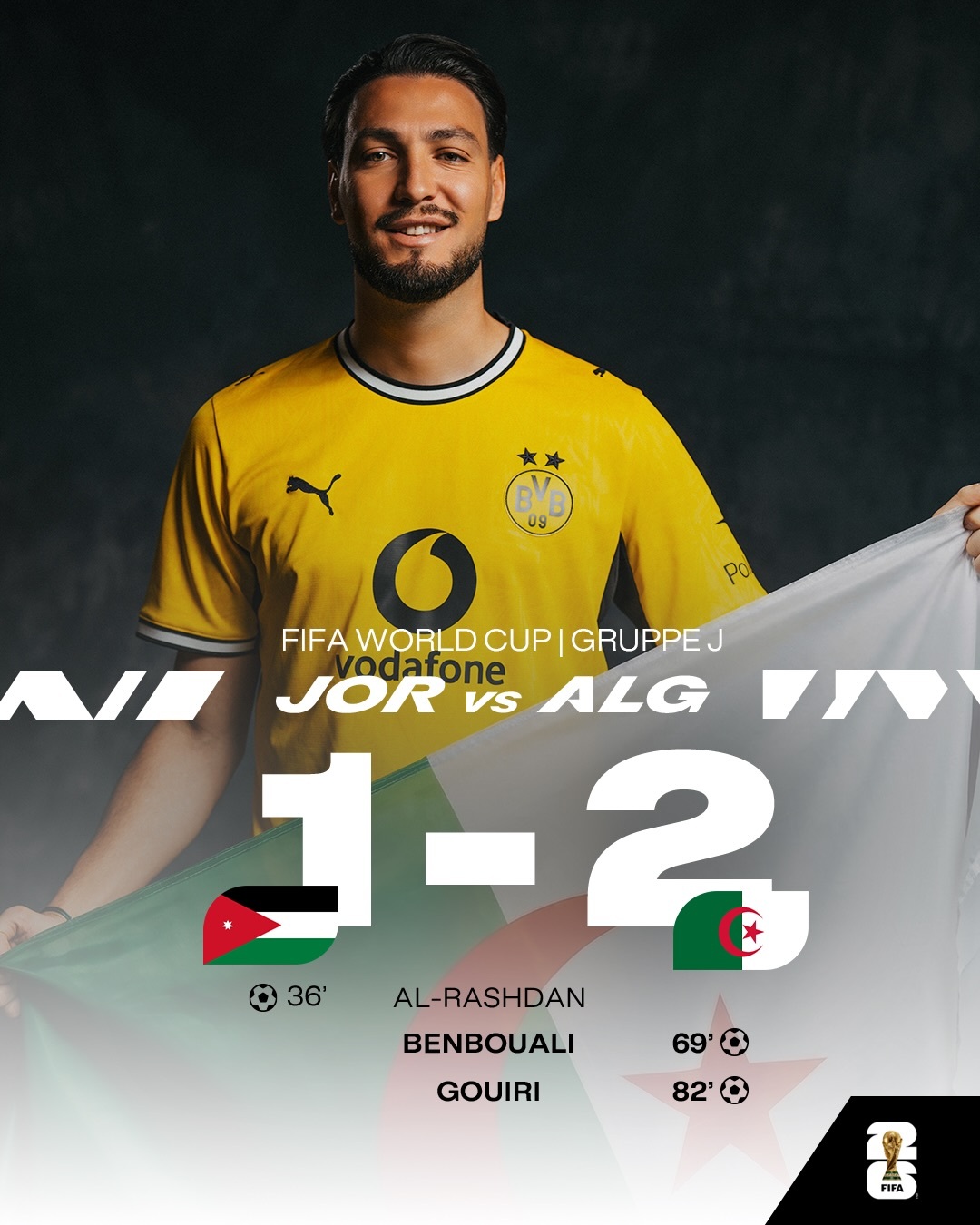 😎如果知道后卫是谁，那你也不会吃惊了🇯🇴约旦1-2阿尔及利亚🇩🇿💛?