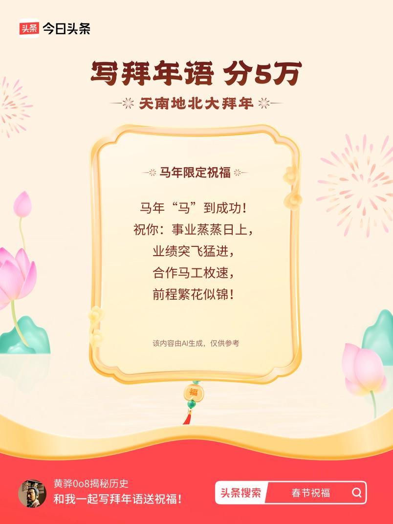 写拜年语送祝福新春拜年送祝福！我的祝福是：“马年“马”到成功！祝你：事业蒸蒸日上