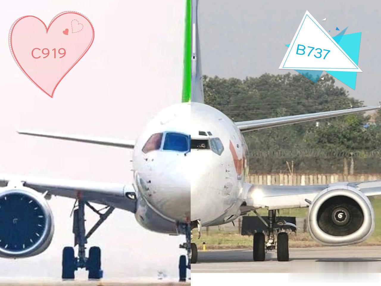 单从外形来看190座位级别的飞机，波音737和商飞919还是区别挺大的。我们的9