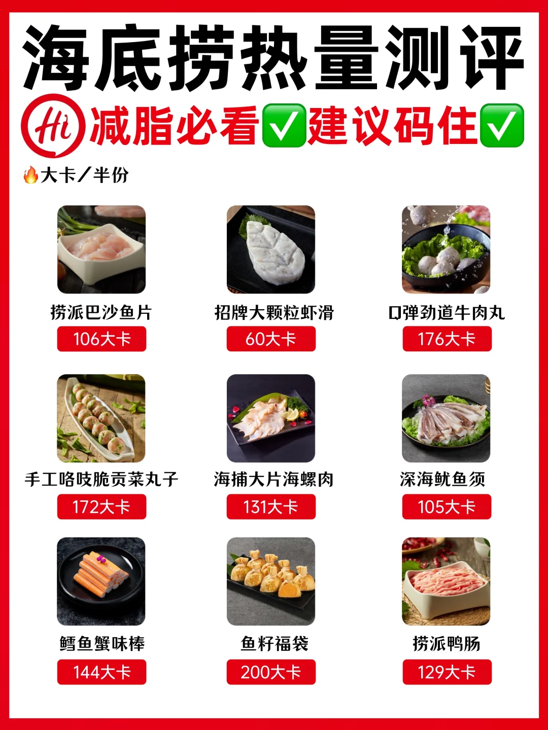 减脂期必备🔥海底捞热量测评‼️附低卡攻略㊙️