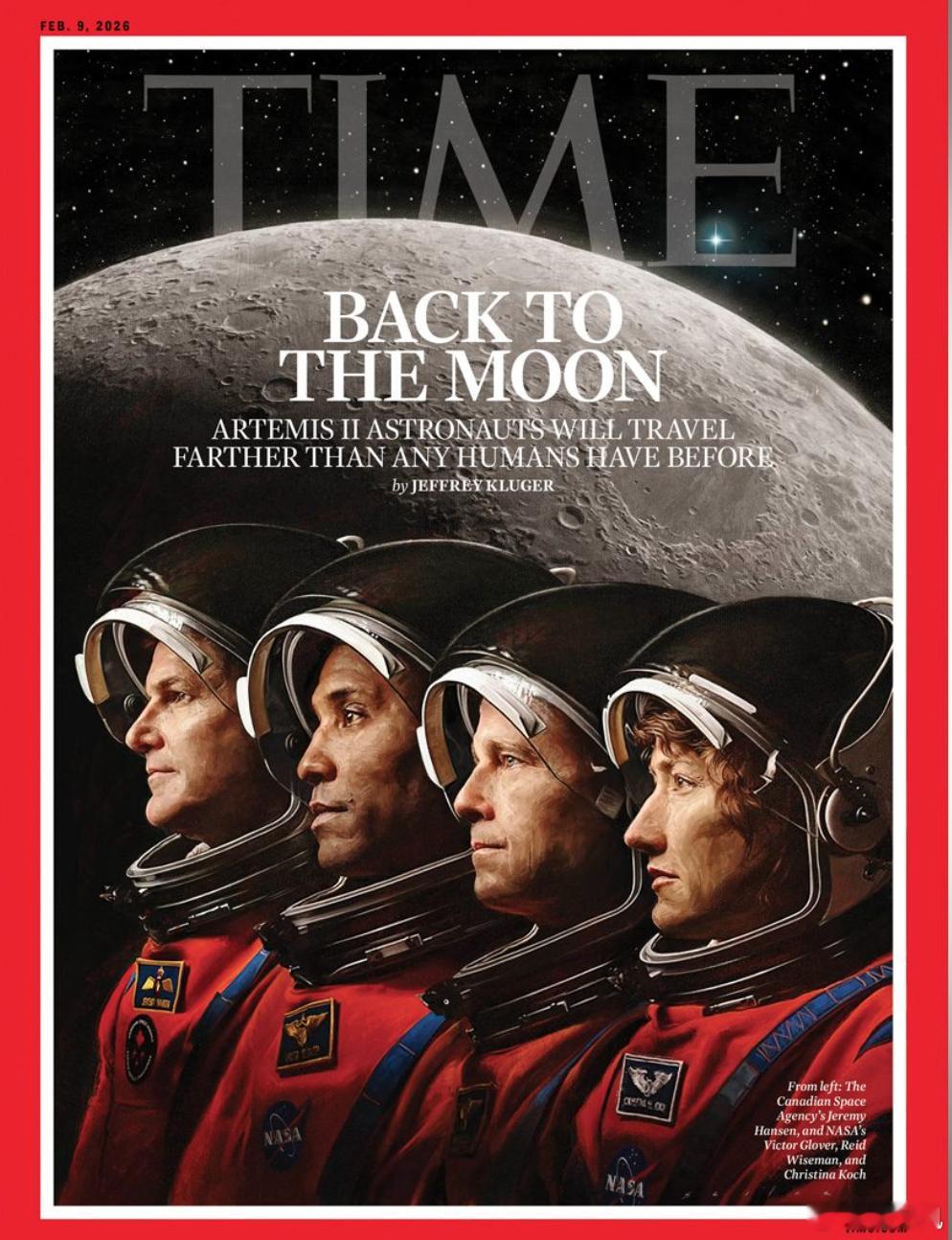 《时代》杂志最新一期封面聚焦阿尔忒弥斯2任务的四名宇航员：Jeremy Hans