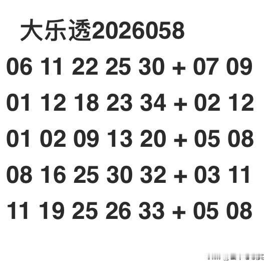 大乐透2026058