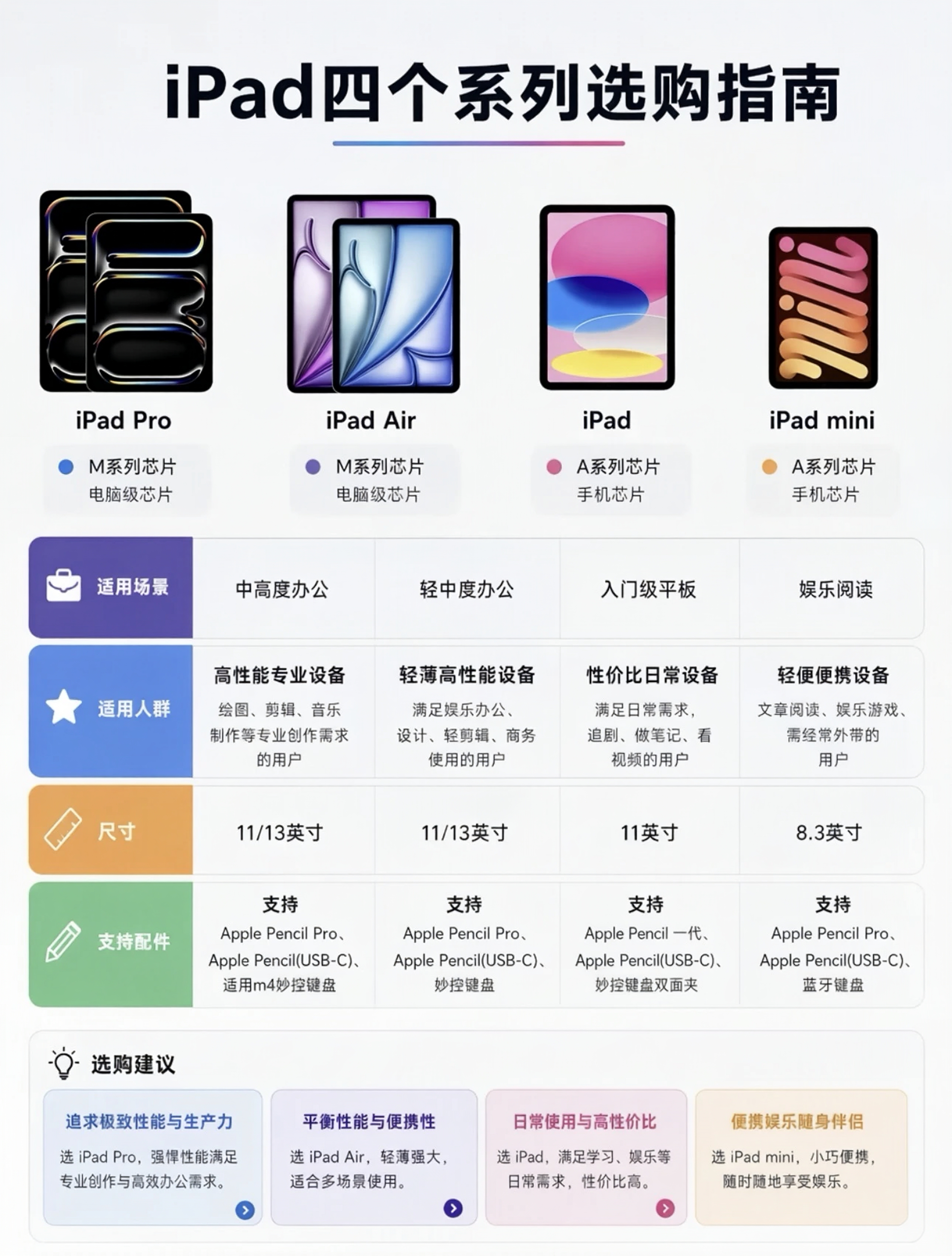 iPad四大系列选购速看，按需入手不踩坑！标准版平价入门，适合网课追剧、预算有限