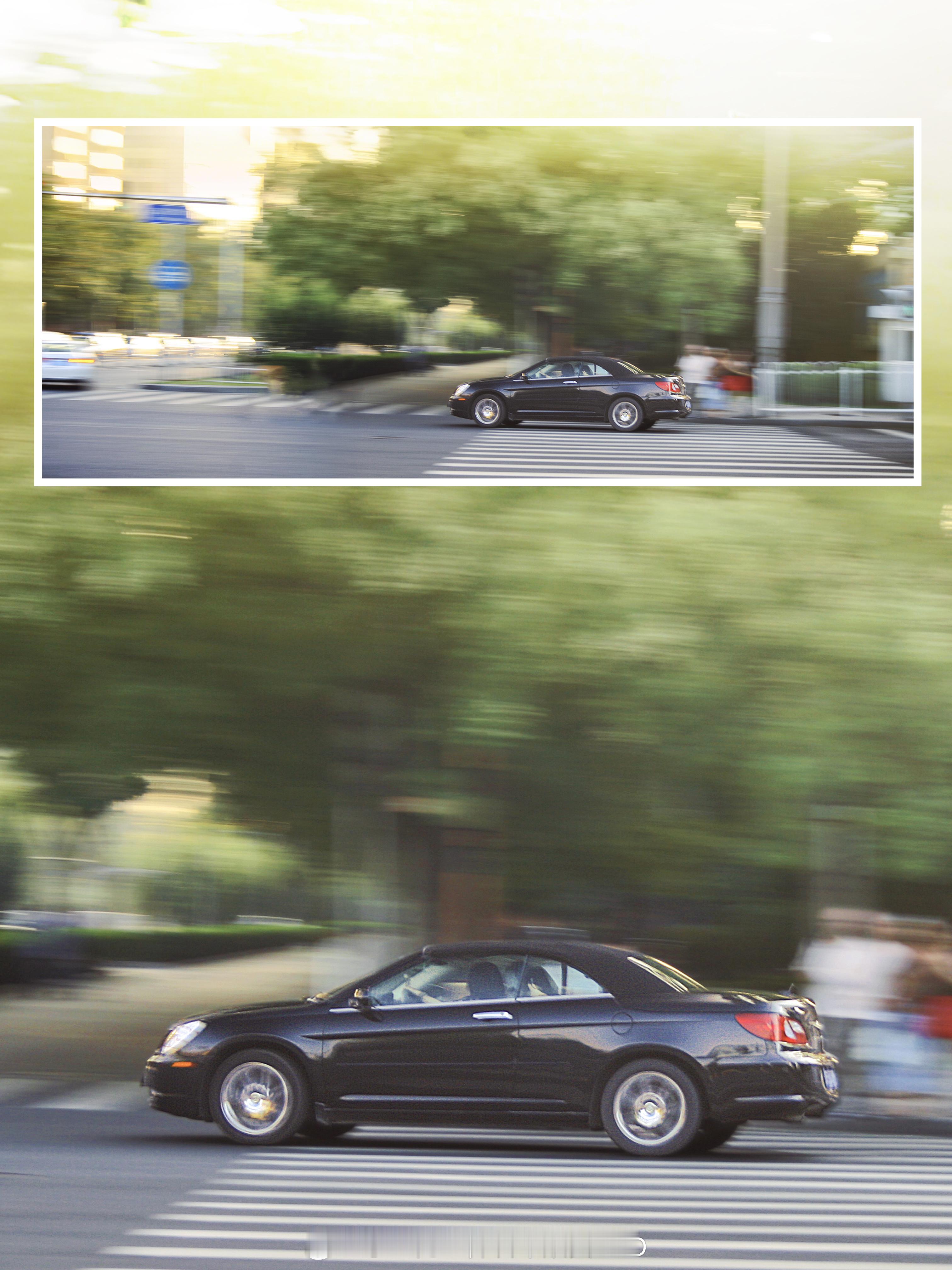 2013年在东直门外大街一个路口突然发现一辆奇特的敞篷车右转，趁机抓拍了一张（图