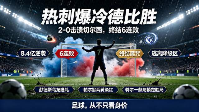 8.4亿热刺绝境爆发！2-0爆冷击溃11.5亿切尔西，终结6年耻辱魔咒