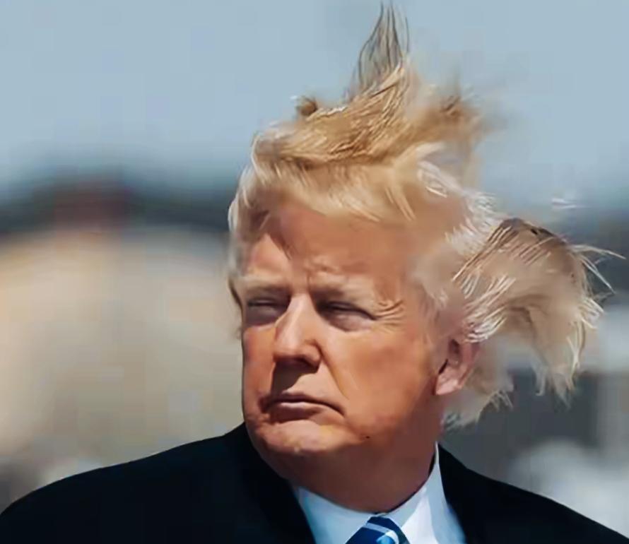 特朗普的发型酷不酷啊？
被风一吹特朗普的发型是不是成了凌乱美啊？
特朗普这发型被