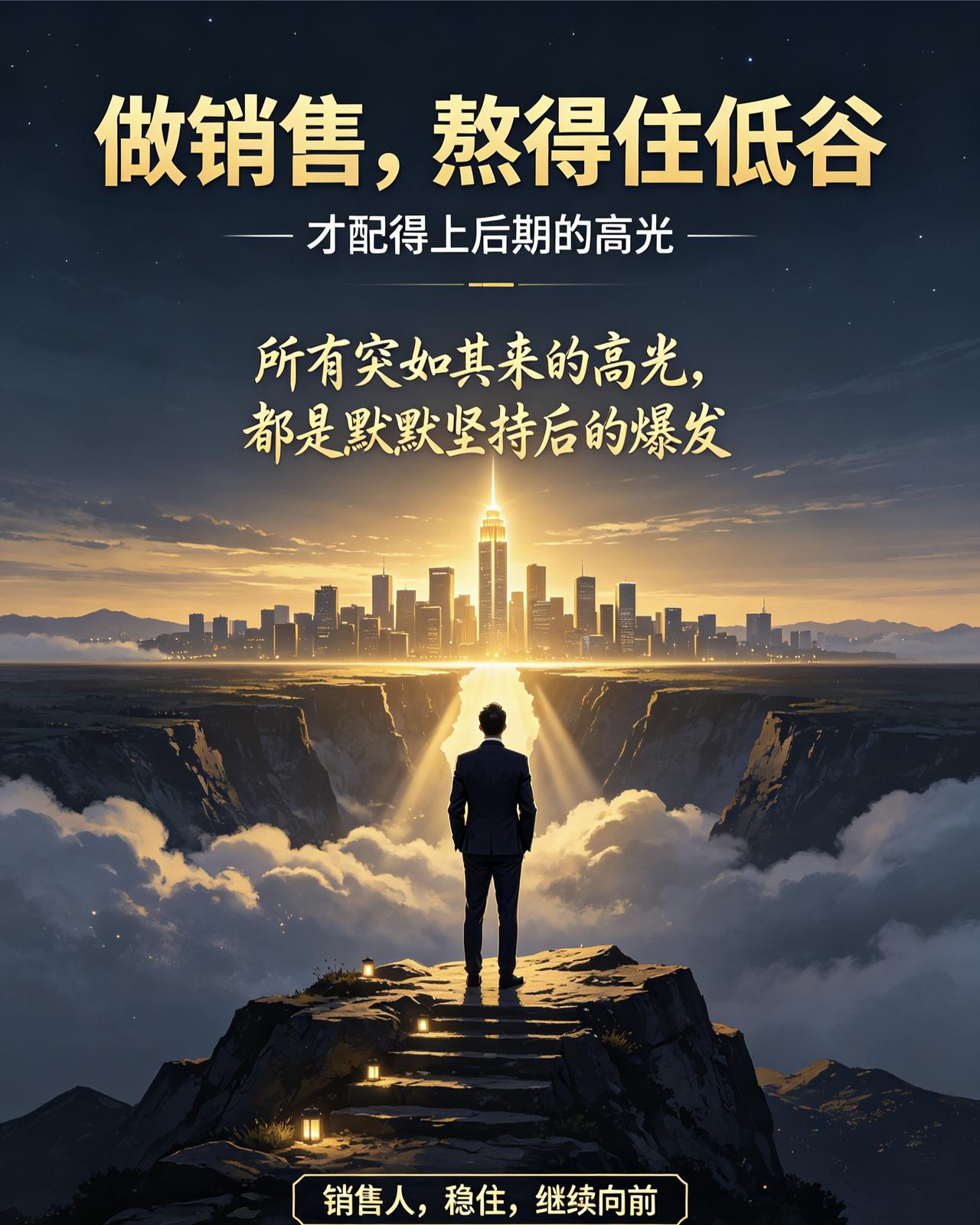 做销售，熬得住低谷，才配得上后期的高光
 
做销售哪有一直顺风顺水的。
 
有开