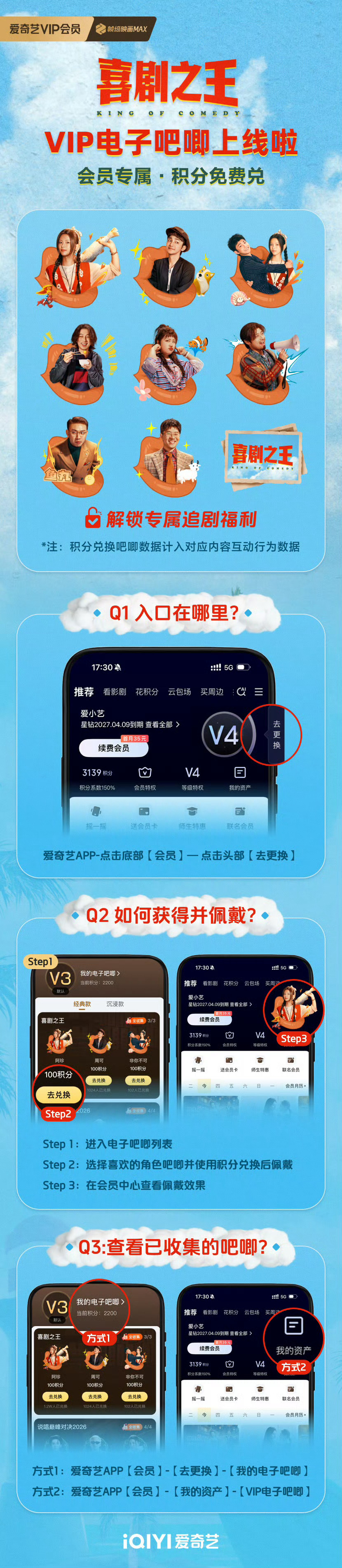 杨超越[超话]  积分换阿珍吧唧并佩戴，算内容互动行为数据。杨超越喜剧之王 杨超
