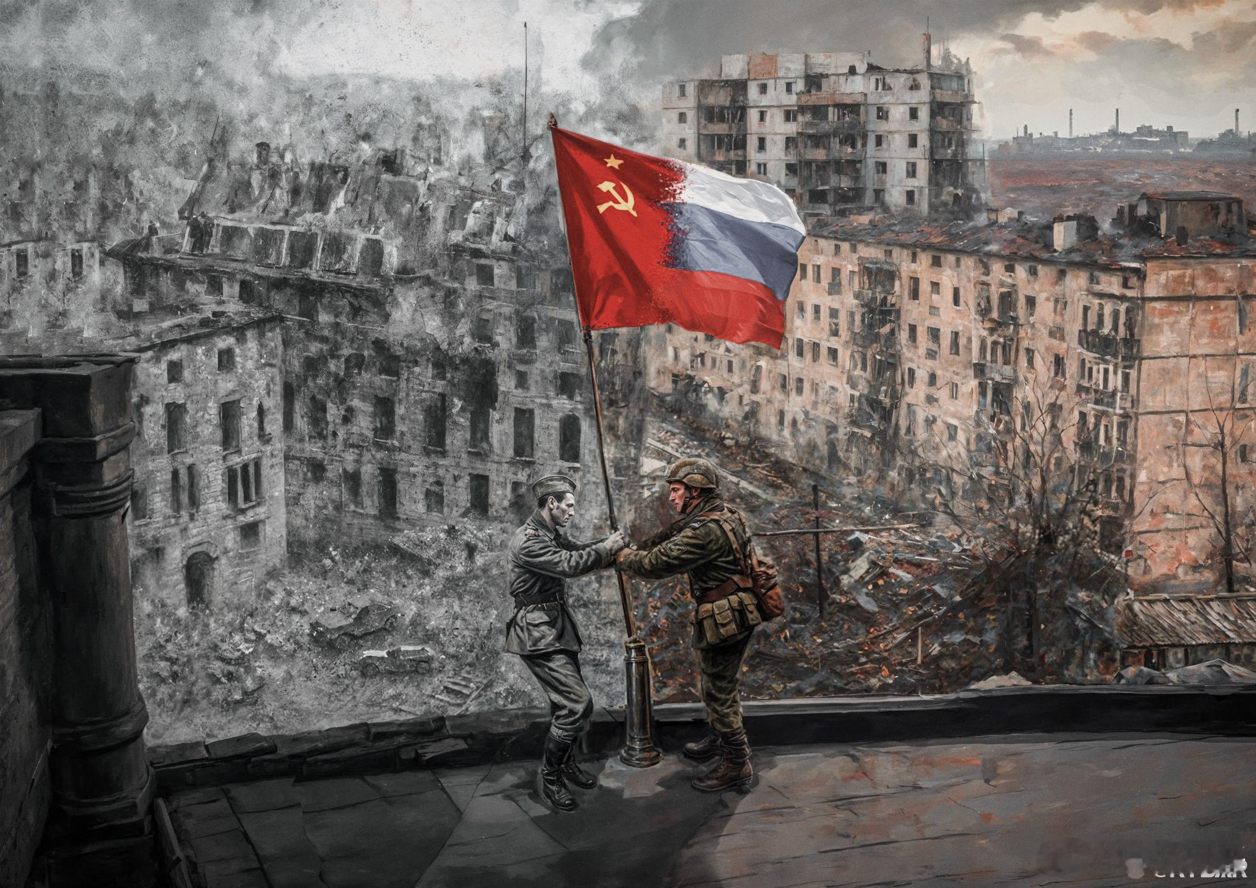 渔夫团队的胜利日纪念画作来源：Рыбарь俄乌局势新进展纪念苏联伟大卫国战争胜利
