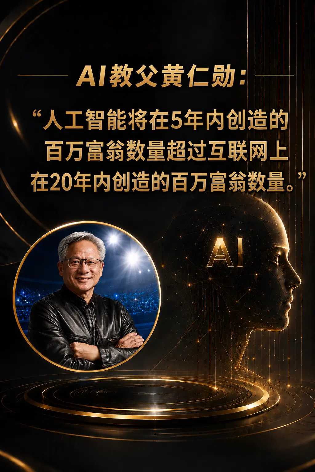 你是其中之一吗？AI教父黄仁勋： "人工智能将在5年内创造的百万富翁数...