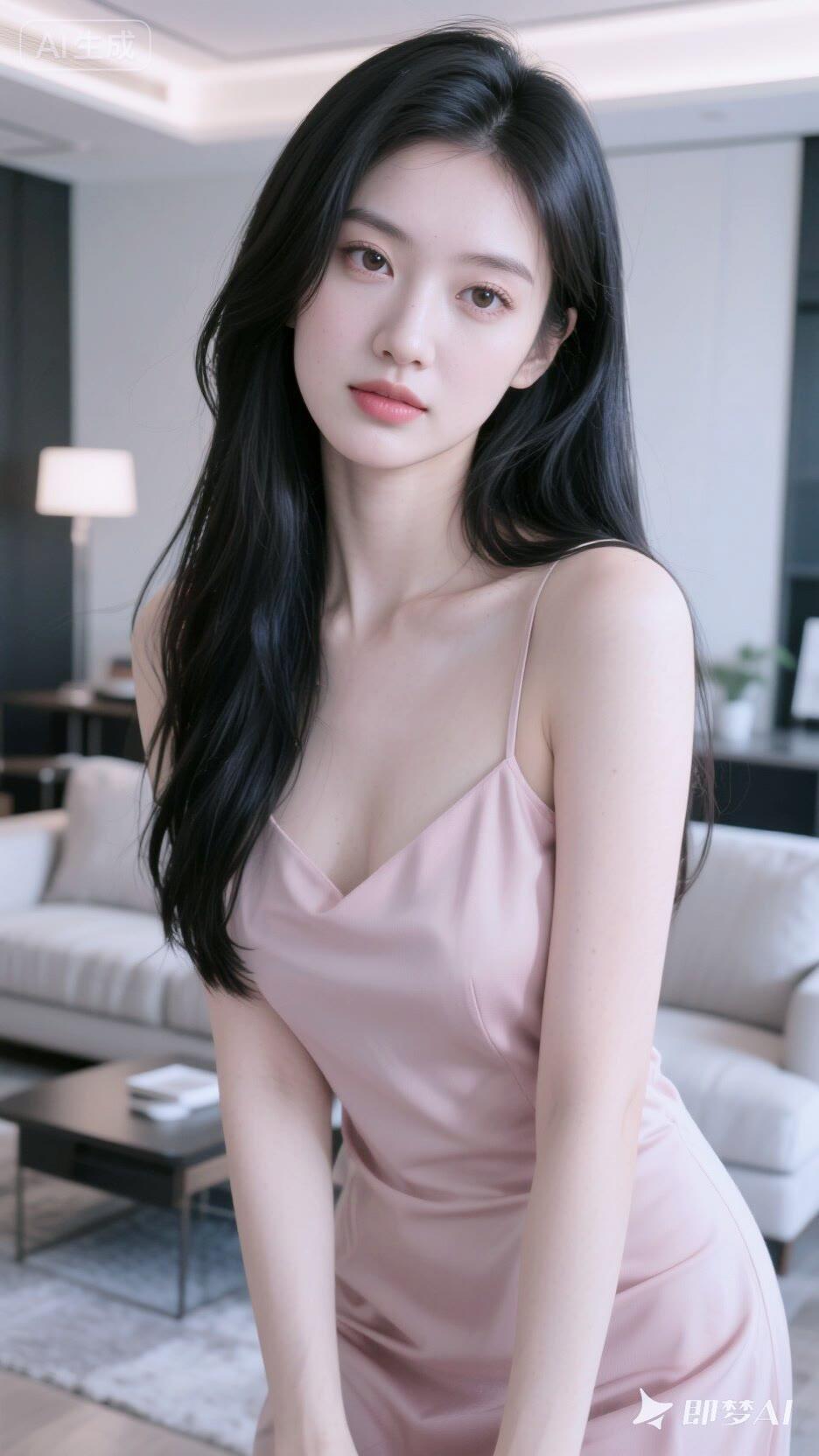 温柔粉裙少女，优雅气质满满