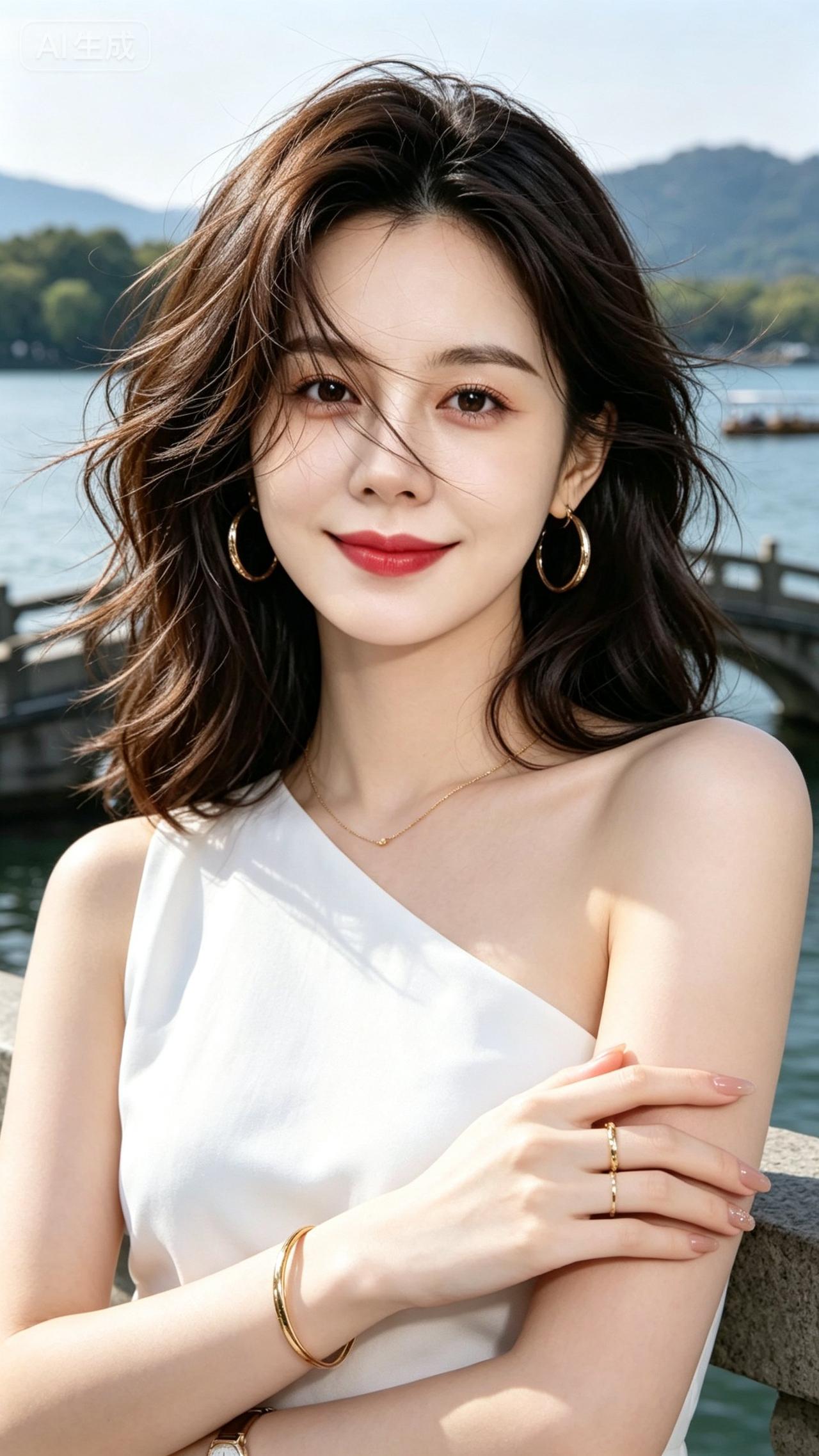 海边白衣美女
