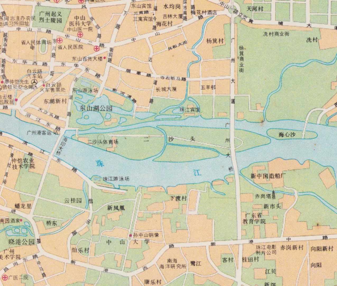 1989年广州市区街道 广州老地图