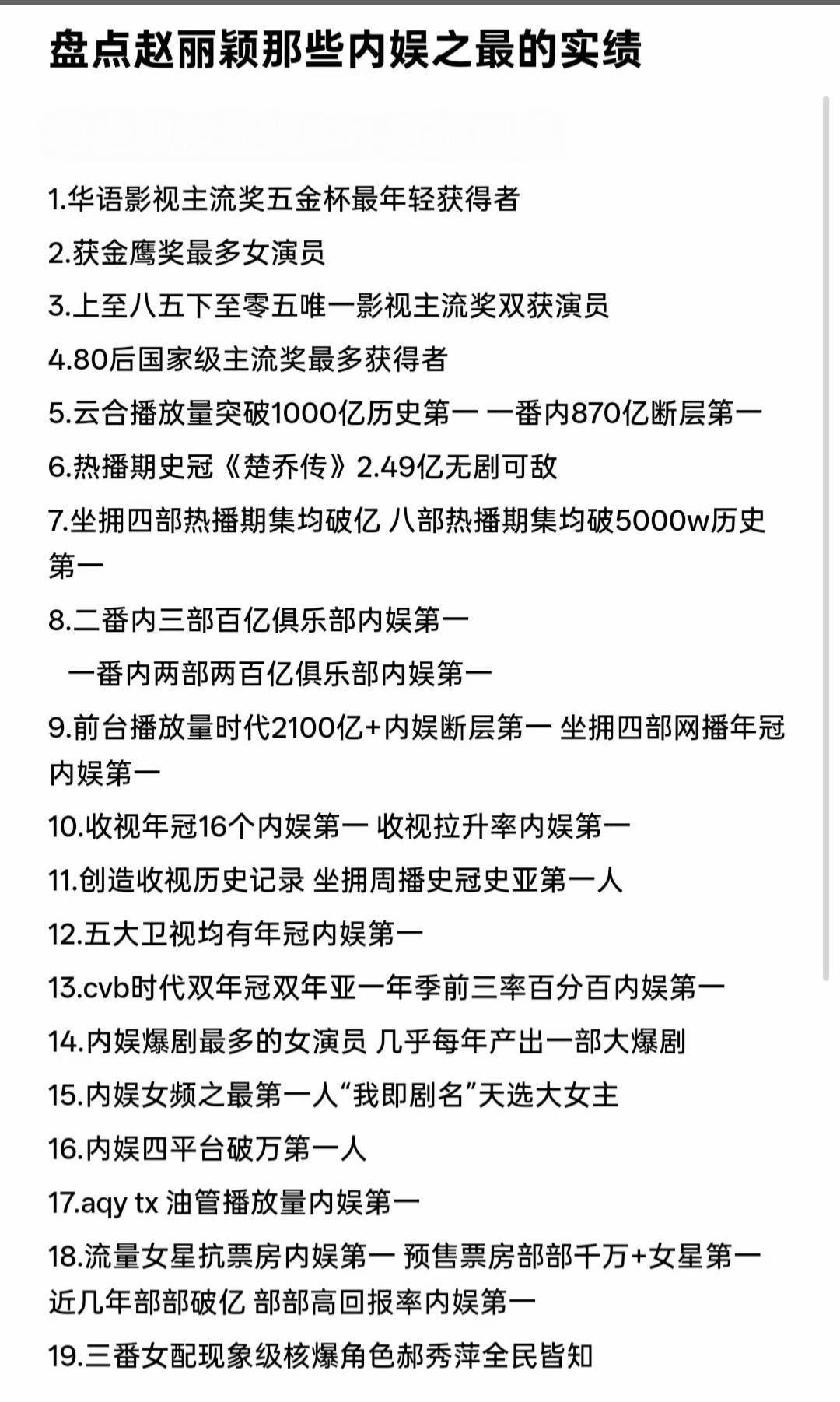盘点赵丽颖内娱之最实绩。 