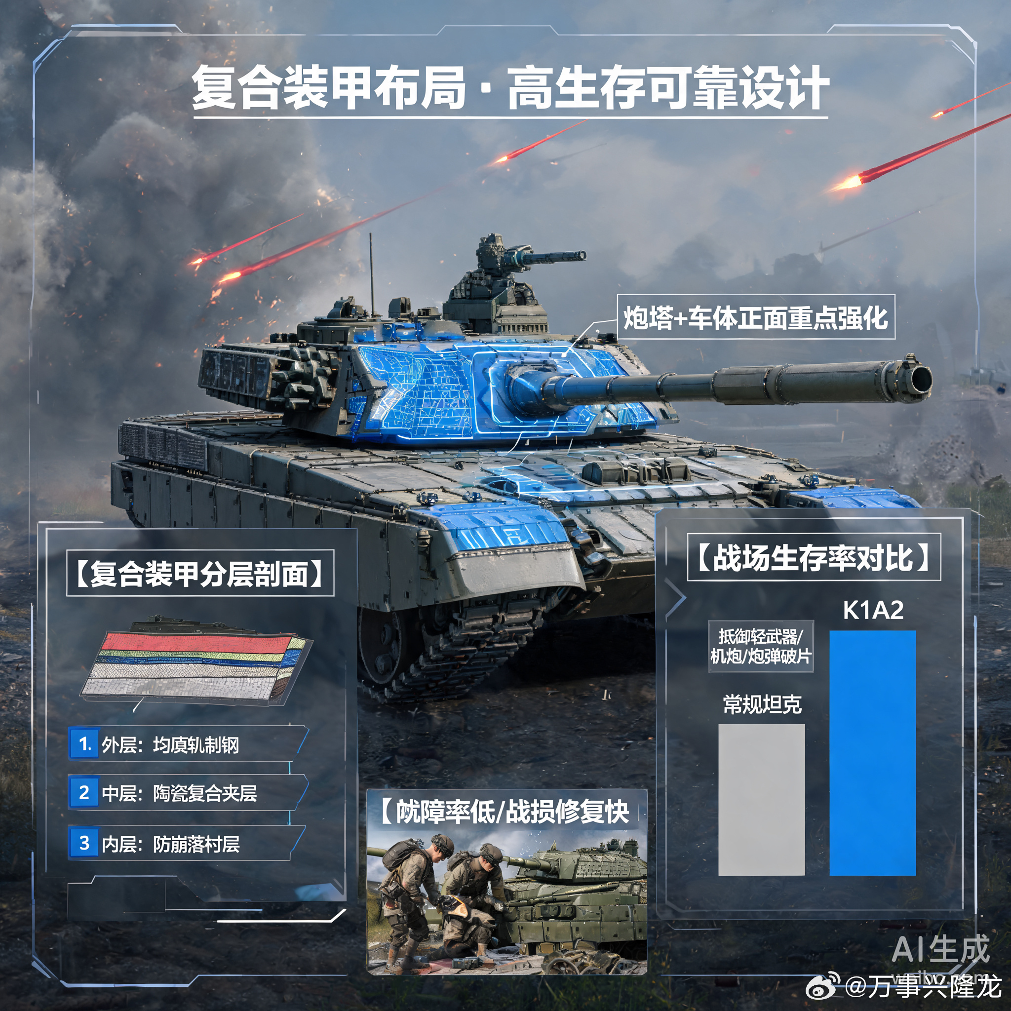 韩国陆军装甲体系详解K1A2主战坦克及配套装甲车辆 6张完整版拆解科普📊 核心