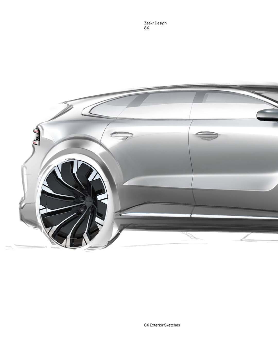 一组极氪8X 的外观设计手稿新车