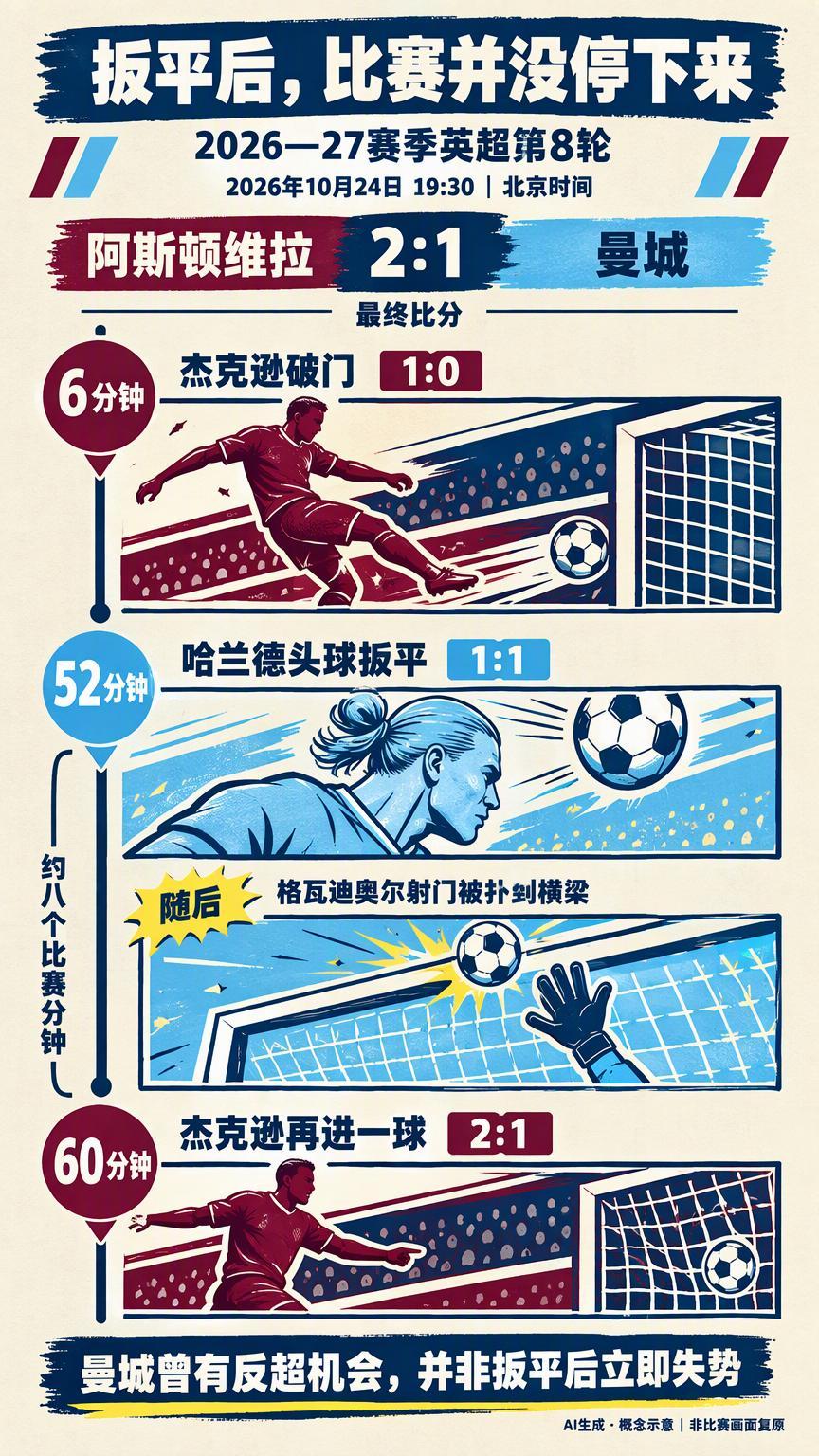 扳平后还有机会反超，曼城却在八分钟内再次落后【赛后复盘｜2026—27赛季英超第