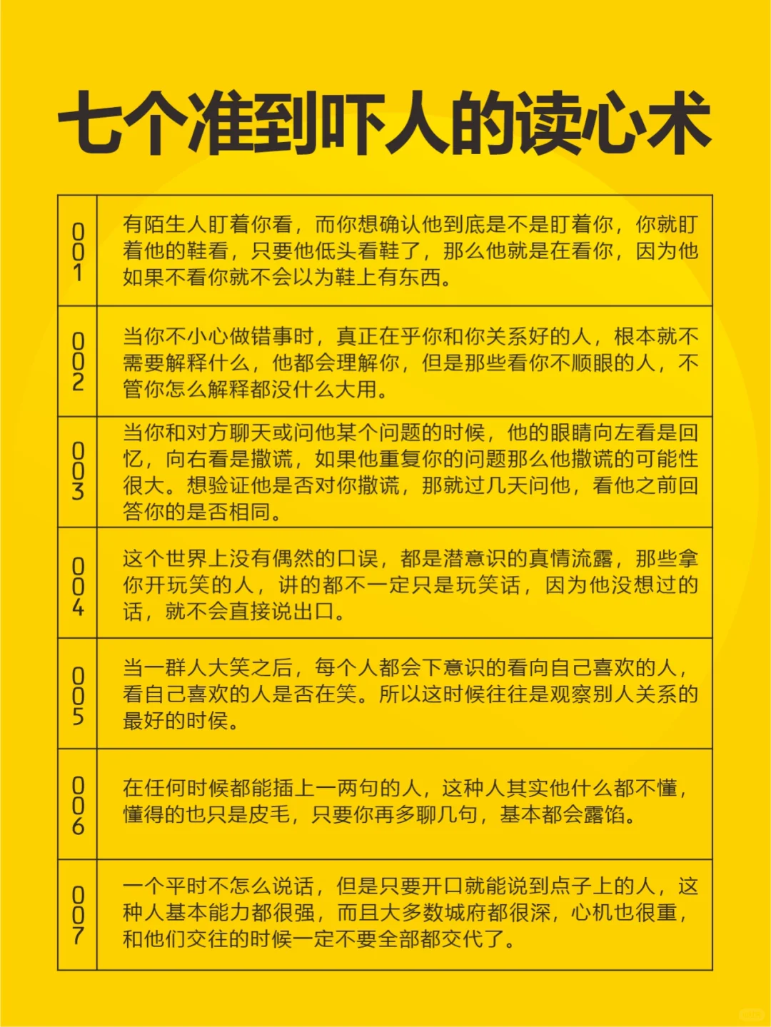 七个准到吓人的读心术
