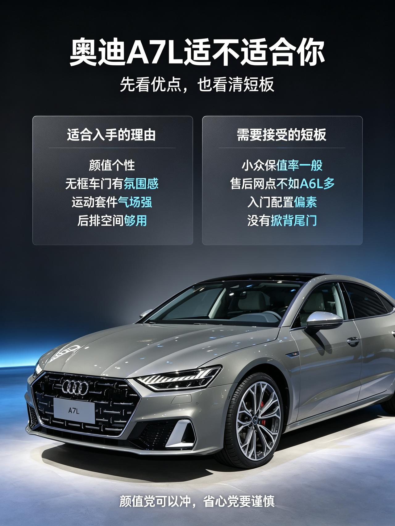 最近帮弟妹选车，跑了好几家店，把A7L里里外外摸了个遍，今天跟大家聊点实在的看车