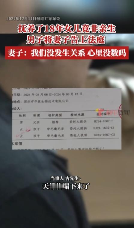 12月14日，湖北通城,一男子察觉 18 岁的大女儿越长越不像自己，当初妻子怀孕