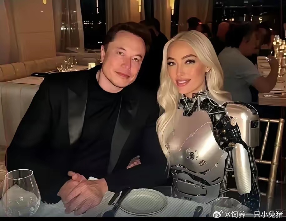 图一是马斯克和他的女性机器人的合影。这位女机器人和谷爱凌好像啊，简直像谷爱凌本尊