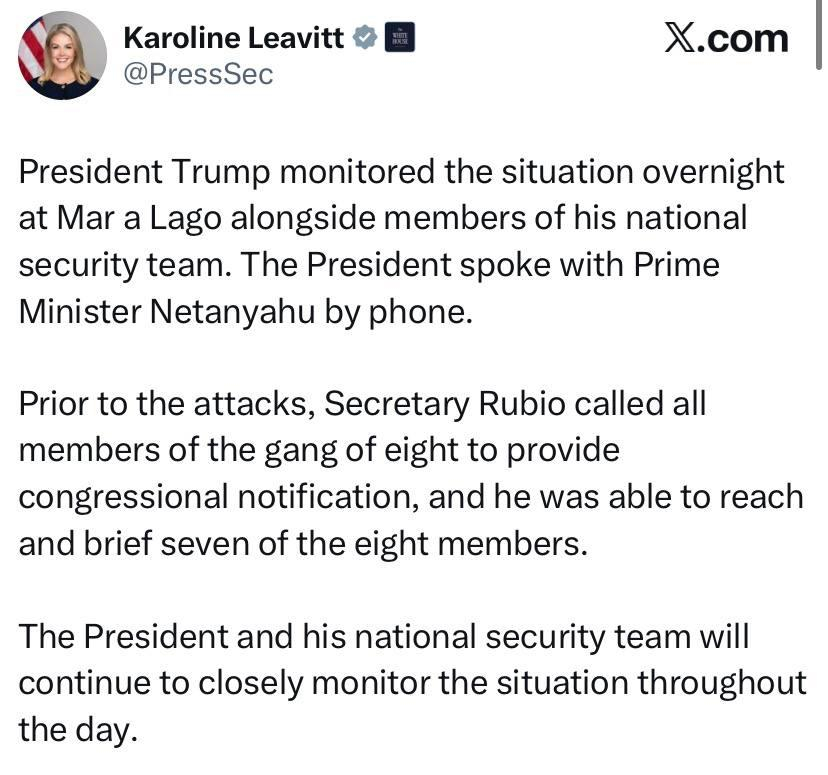 特朗普一如既往地观看军事行动，仿佛在看电影白宫发言人莱维特称，他当时正在佛罗里达