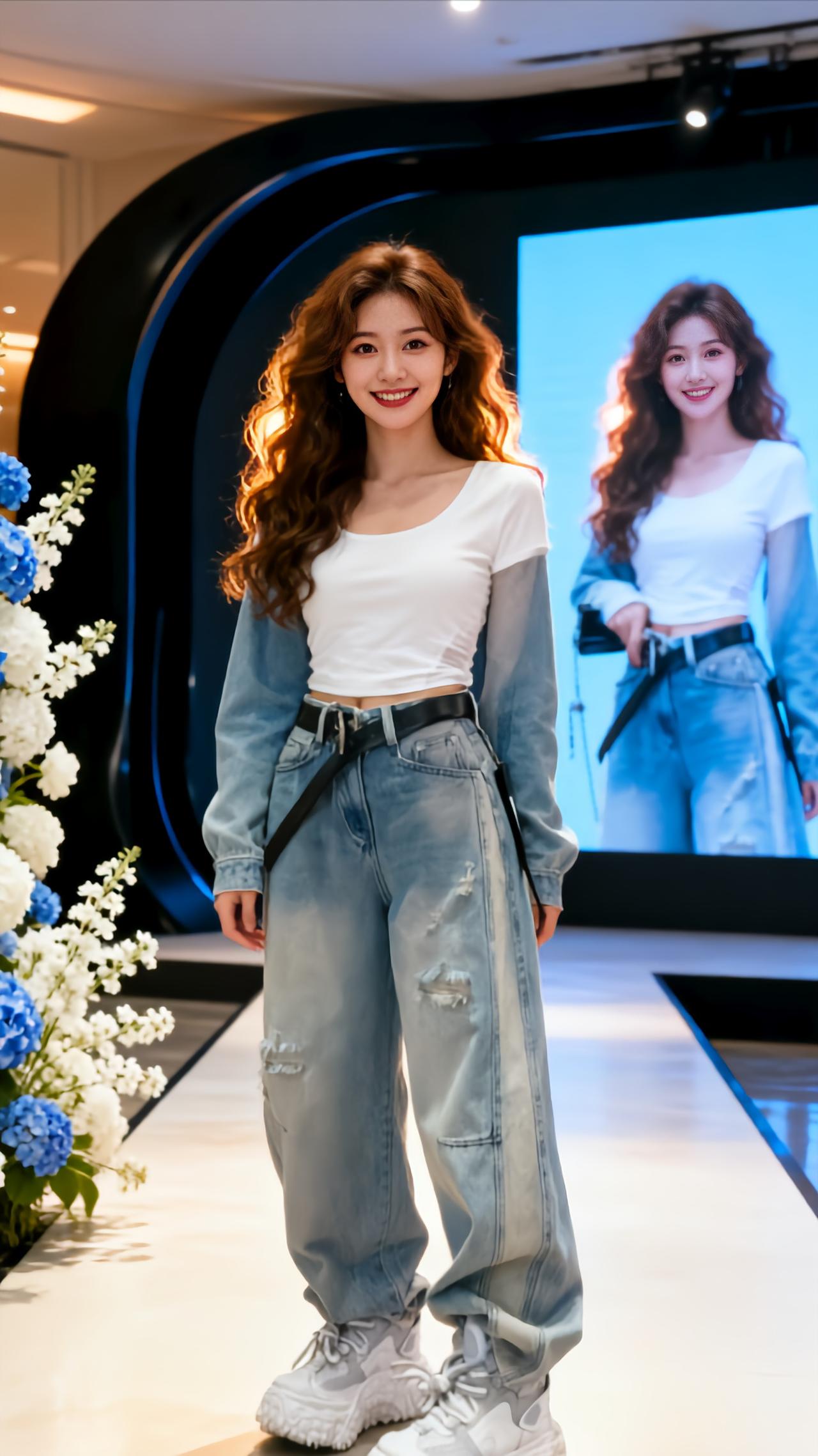 牛仔裤穿搭 秀场 舞台ootd 美到发光 直筒显瘦秀场同款长裤