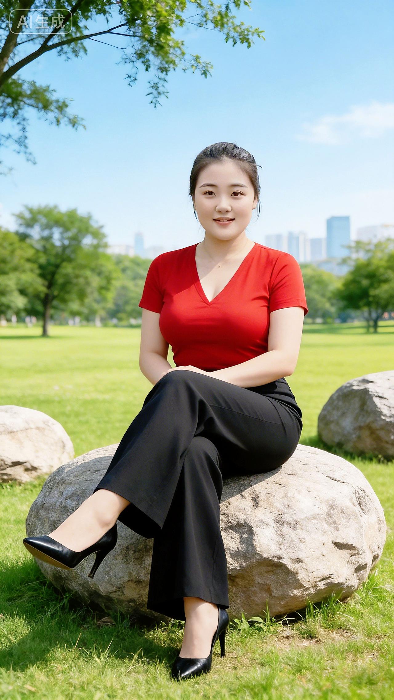 广东户外公园偶遇……即梦AI 气质女人 户外穿搭show 优雅女人