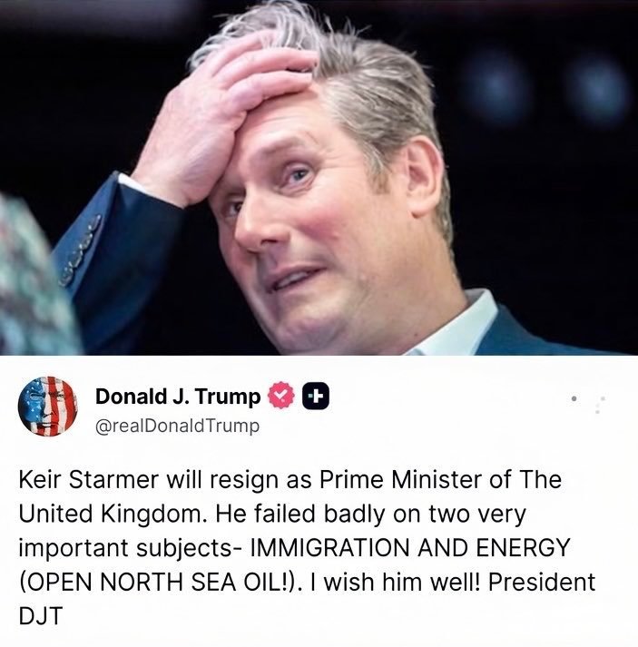 英国首相斯塔默宣布辞职¹ 没干满2年，而且辞职的消息还是特朗普第一个宣布的！² 