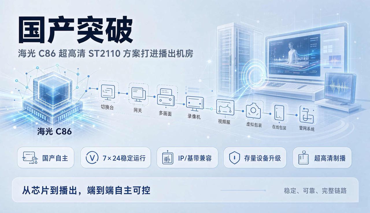 ST2110国产方案，海光这次打进播出机房了

圈外人可能不知道，广电系统有个铁