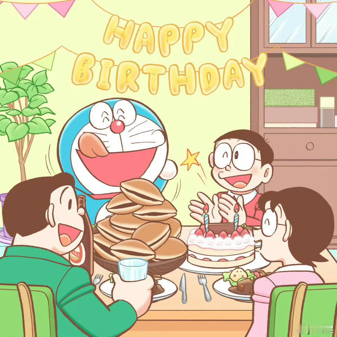 哆啦a梦生日是9月3日蓝胖子吃铜锣烧的样子永远这么幸福[doge] ​​​