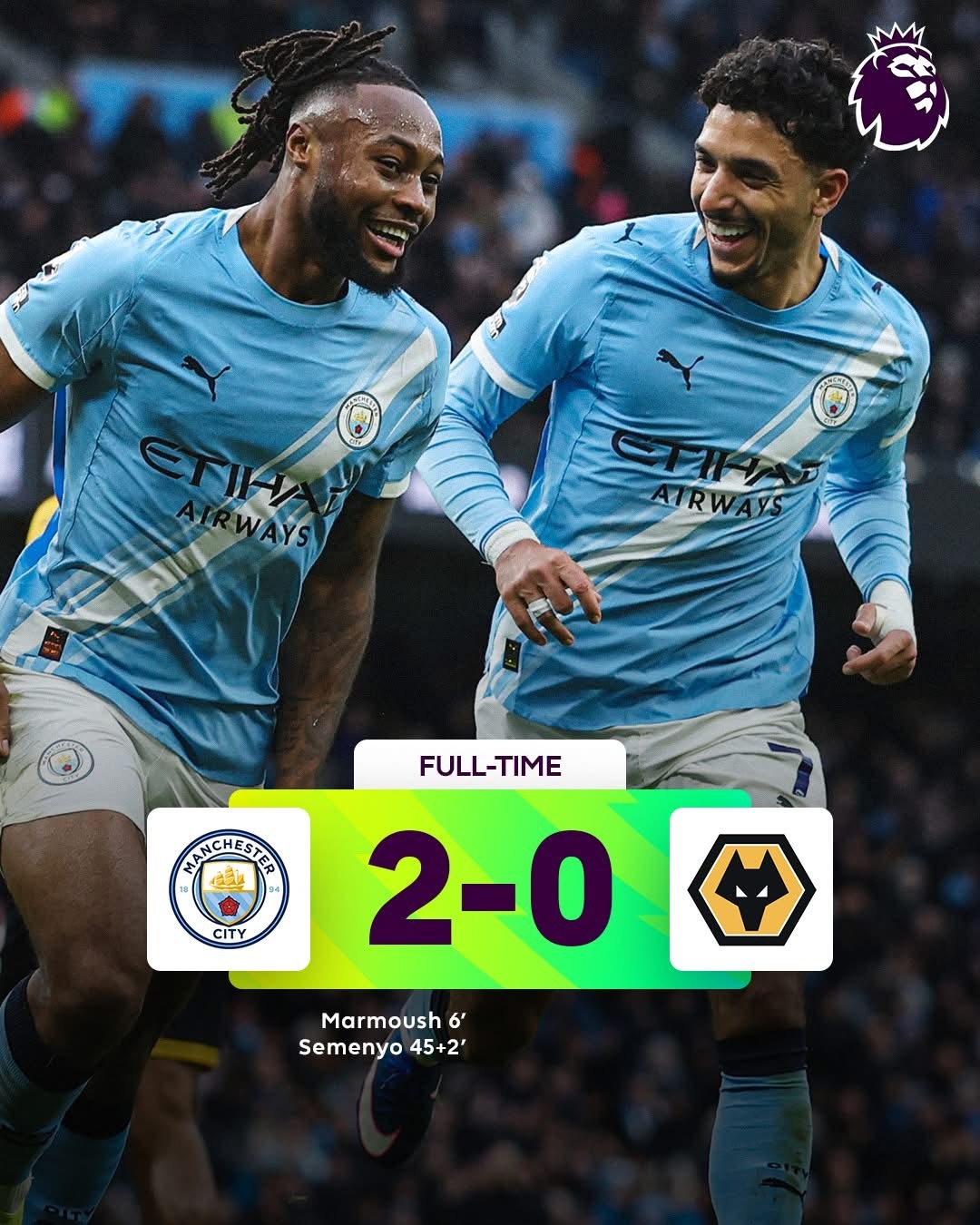 森文尤4場為曼城上陣嘅比賽入咗3球，喺聯賽、聯賽盃同足總盃都入過波。冇夏蘭特，曼