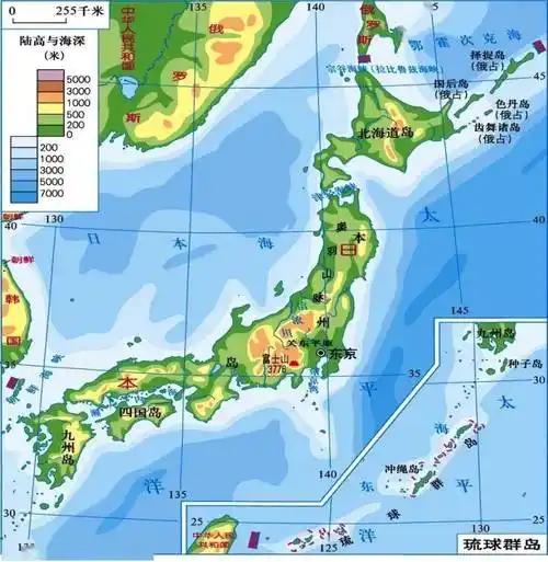 日本的一些地理数据

1:陆地面积37.7万平方公里，排世界第62位。比德国，英