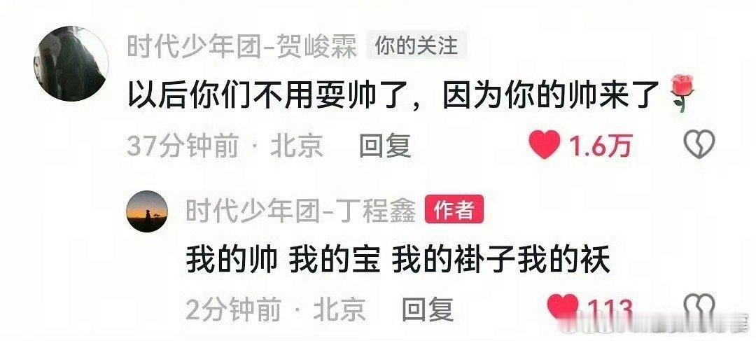 丁程鑫贺峻霖互动回复！好萌 