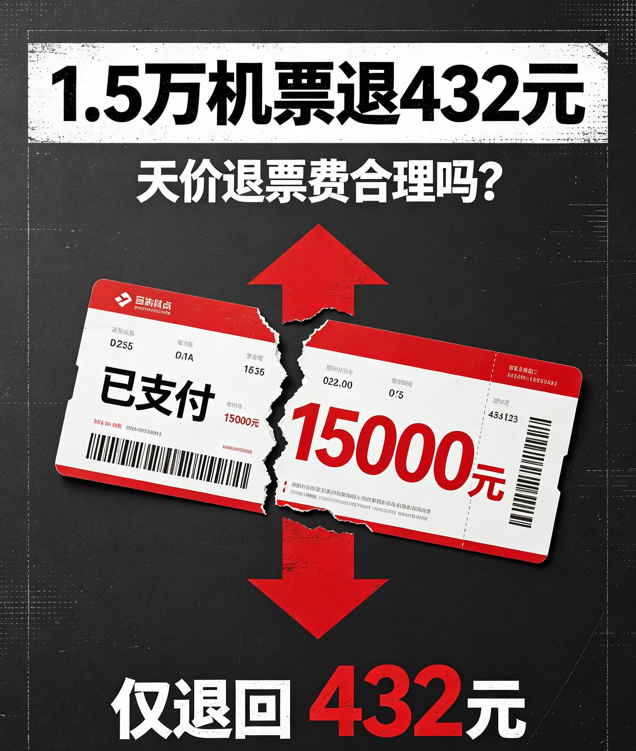 不管三七二十一还是四七二十八，从地球到月球，从哪个方面来说1.5万的机票仅退43