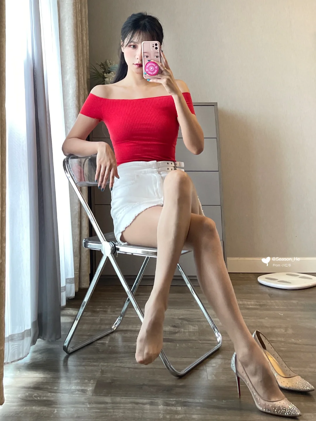 168/108斤 一字肩穿搭 今天是自由女神