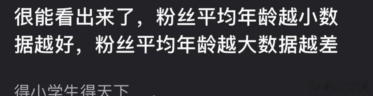 粉丝平均年龄越小数据越好？