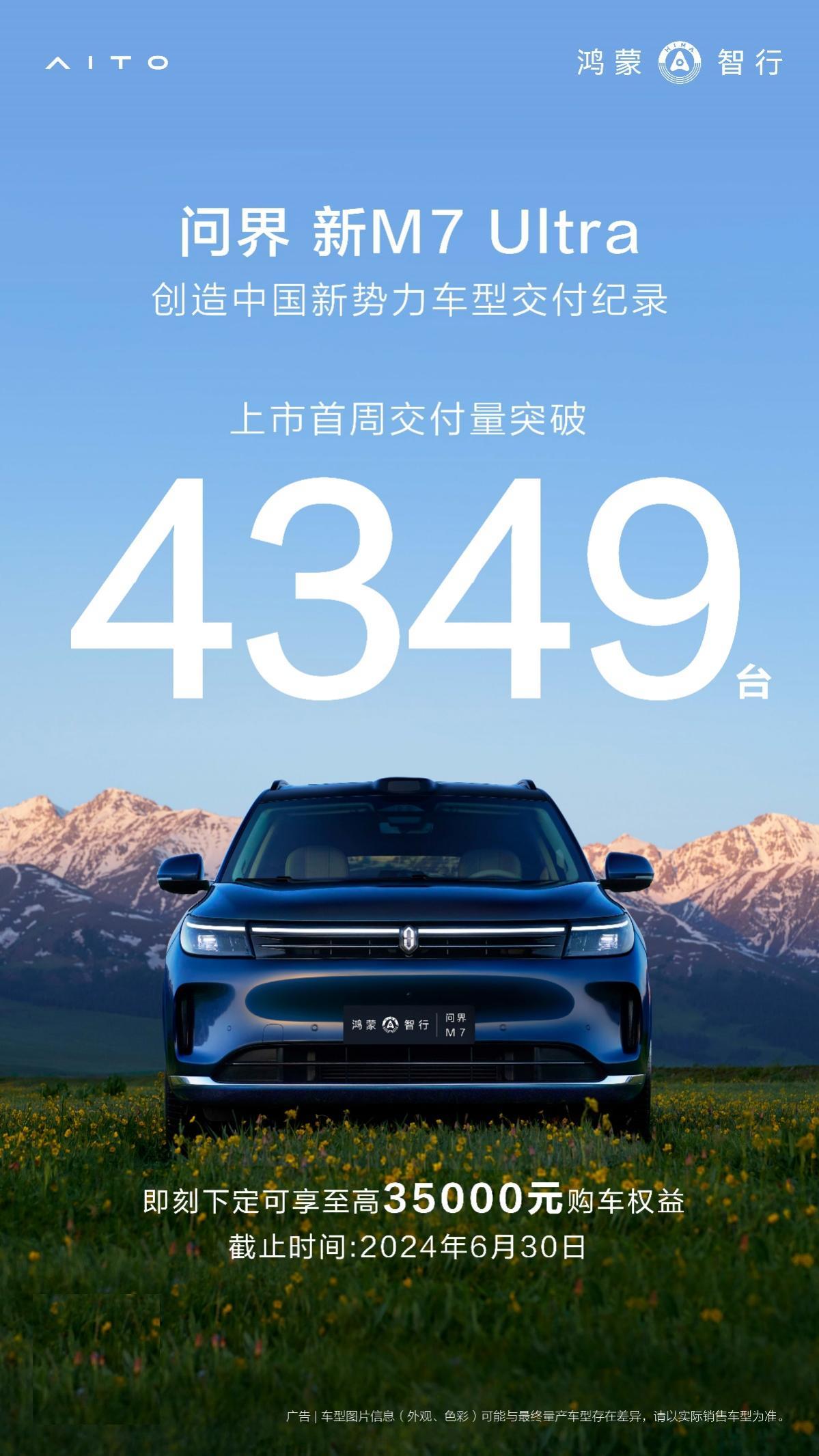 问界新M7 Ultra的火爆销量真是让人惊叹！从首批车主交付仪式上余承东的豪言“