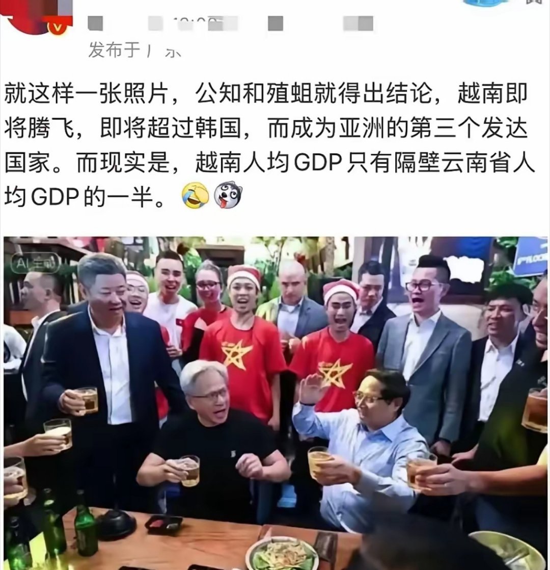 一个英伟达就能让一个国家成为发达国家？姓黄的就算把英伟达送给越南，越南经济也腾飞