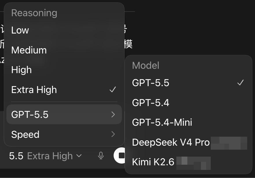 Codex 的自定义模型已经可以用了。
