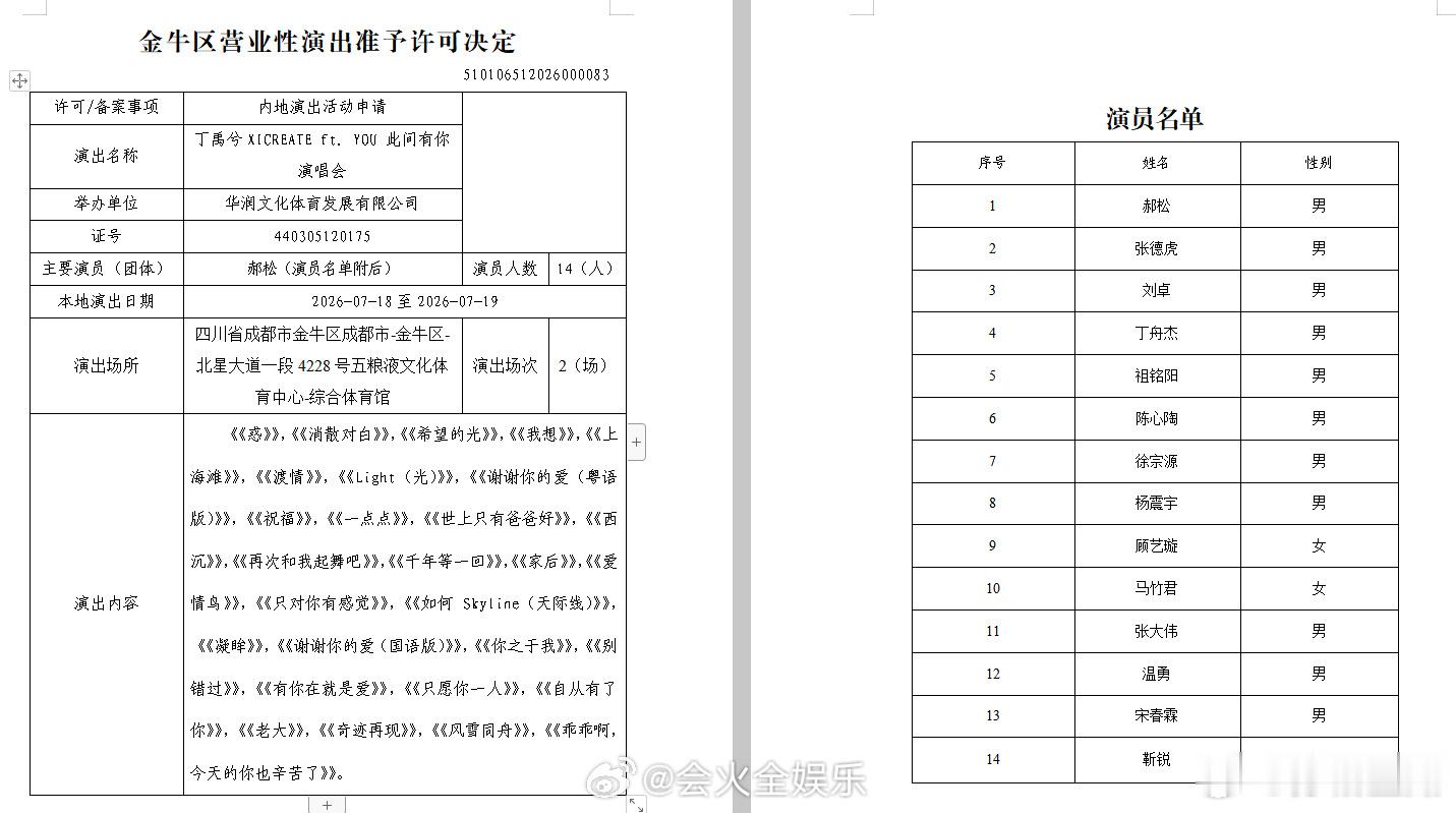 啊啊啊啊啊丁禹兮演唱会过审了！丁禹兮演唱会过审丁禹兮成都演唱会有两场