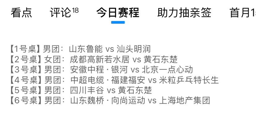 莎头 🏓 2026乒超联赛 【2026年中国乒乓球俱乐部超级联赛】（第二阶段）