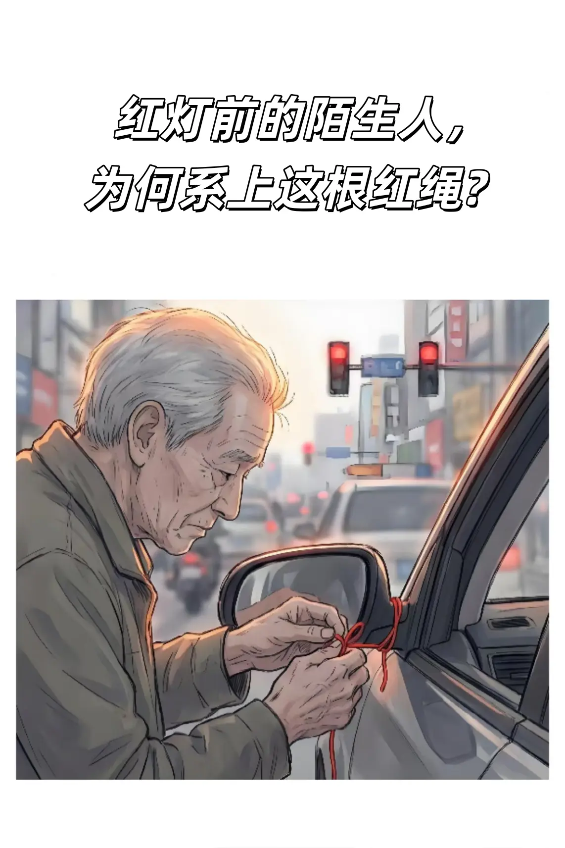 慈父红绳系路口，惟愿人间皆平安。