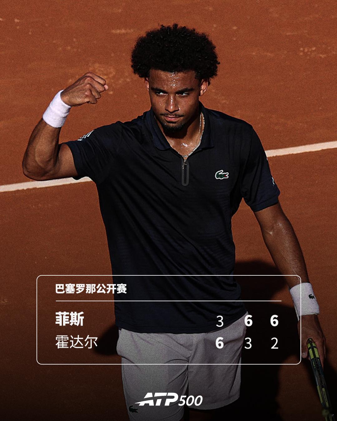 菲斯逆转晋级决赛💪ATP500 巴塞罗那公开赛半决赛，菲斯以3-6 6-3 6