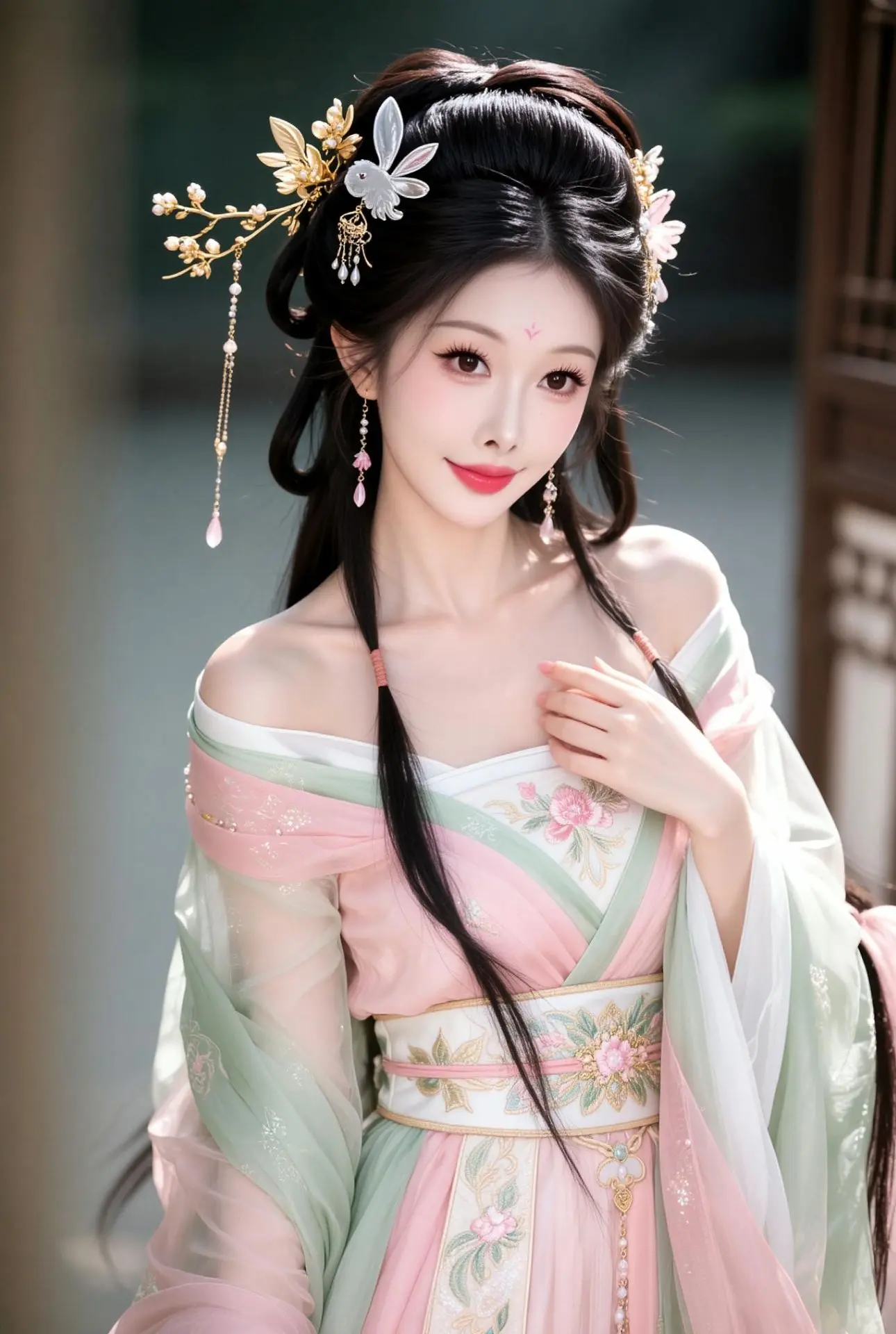 AI柔婉古风少女妆造 ai创作 古风悦己 古风仙女写真 温婉汉服写真