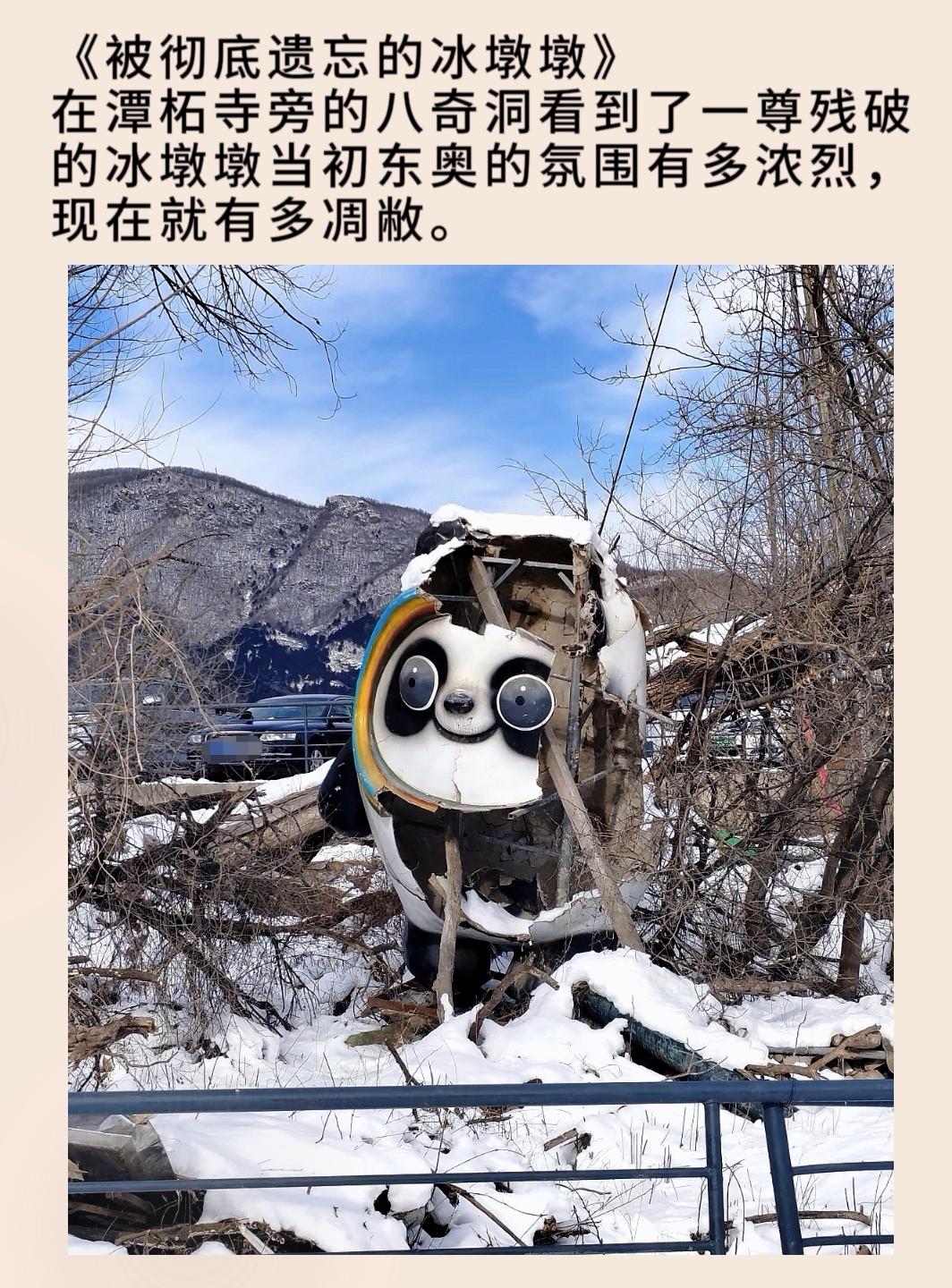 被彻底遗忘的冰墩墩，在潭柘寺旁的八奇洞看到了一尊残破的冰墩墩当初东奥的...