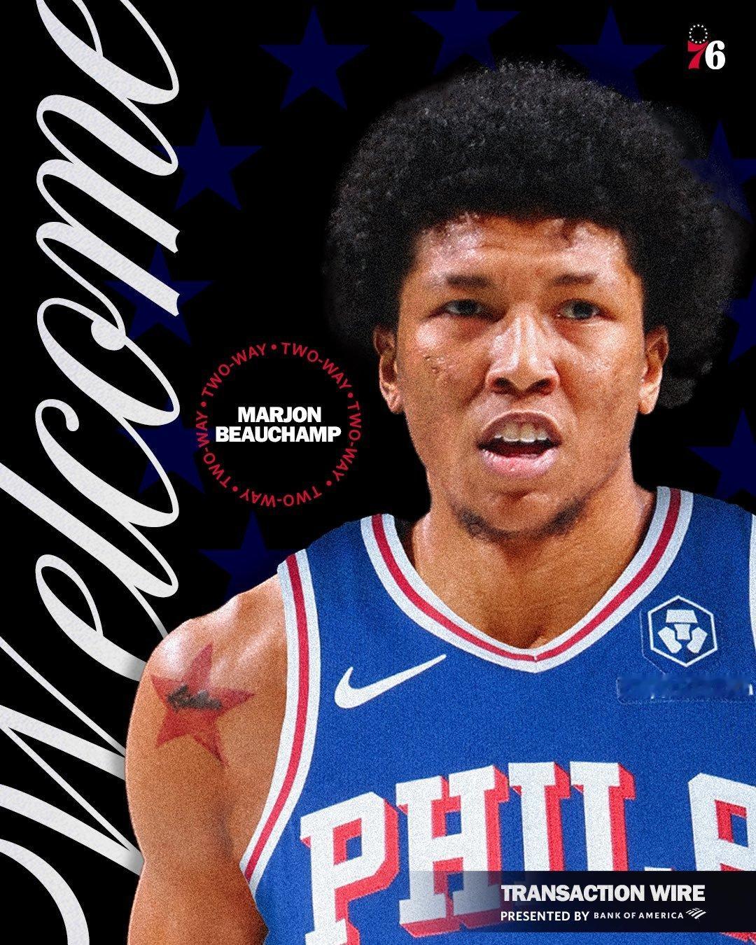 76人用双向合同签下博尚。NBA